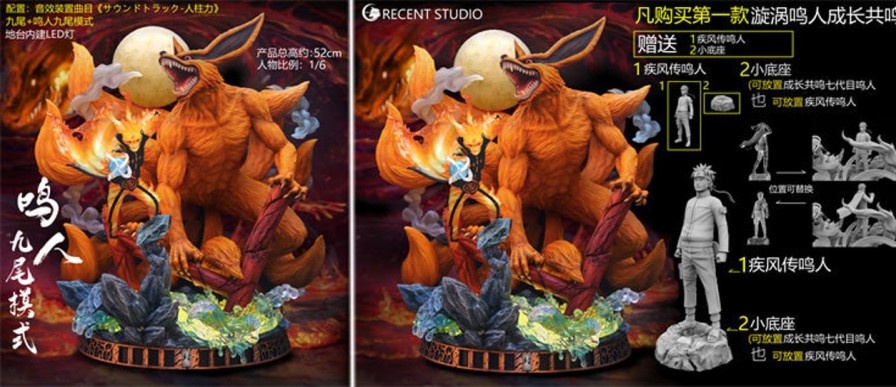 Anime Crescent Studio Naruto Gk Figures | [Pre-Order] Naruto Gk Figures - Crescent Naruto Nine Tails Chakra Mode Naruto And Kurama Gk1509 | Gk Figure