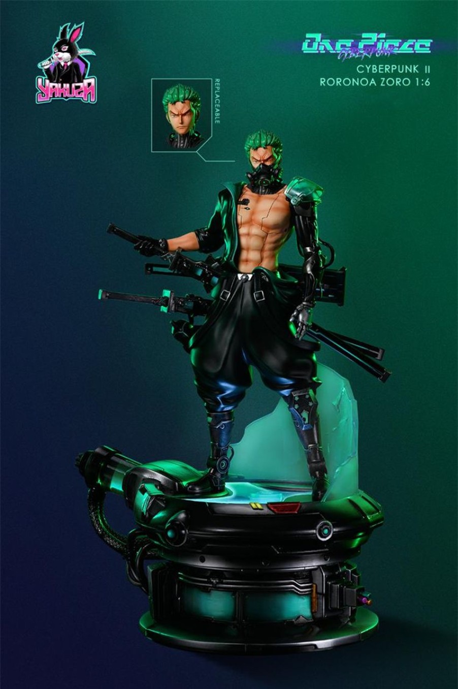 Anime Yakuza Studio One Piece Gk Figures | [Pre-Order] One Piece Gk Figures - Cyberpunk Series Roronoa Zoro Gk1509 | Gk Figure